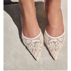 Zara Embroidered Mesh Slingbacks (on hold)